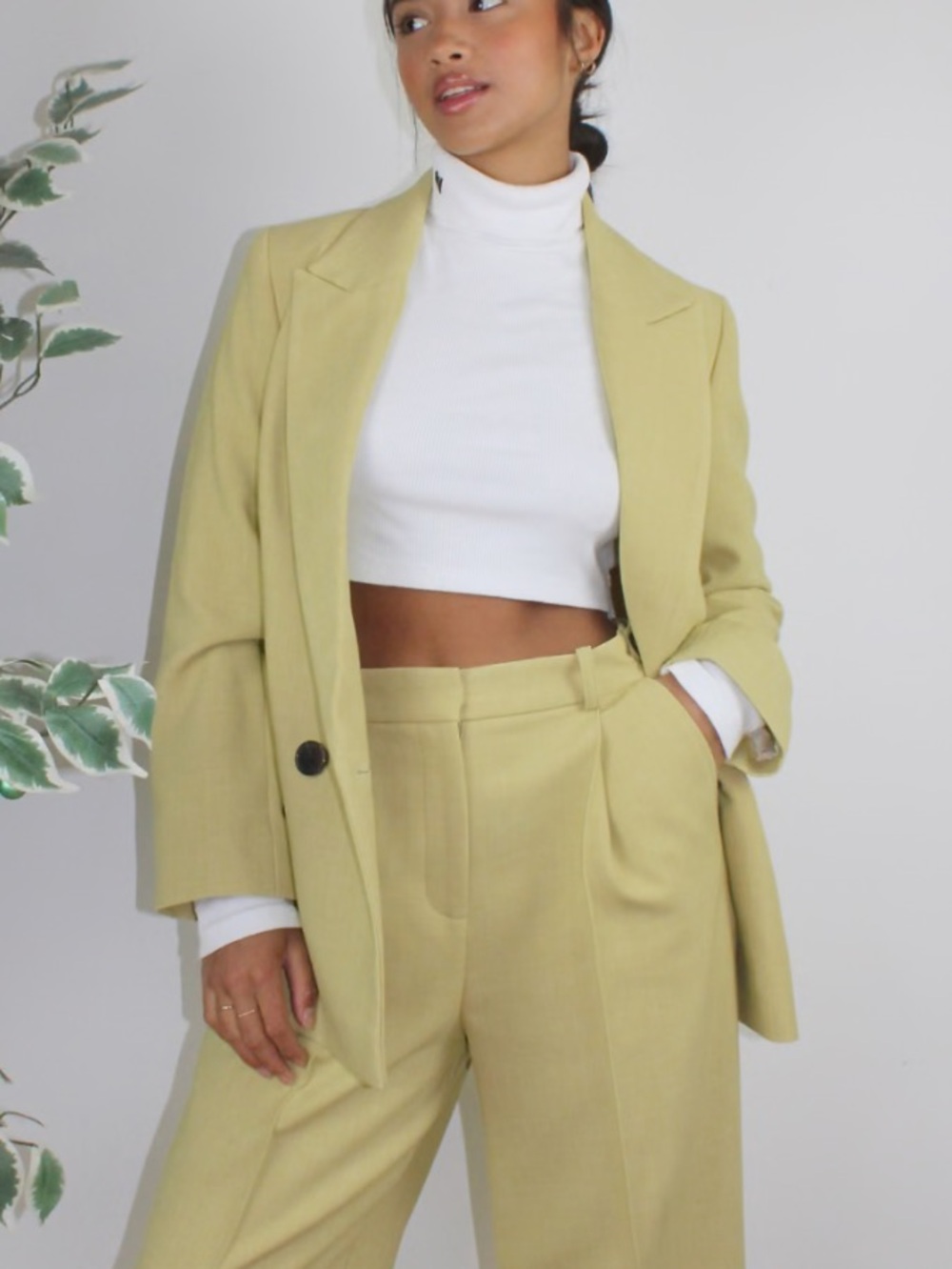 Topshop 🍋 Lemon-Green Single-Breasted Blazer - Picture 3 of 7
